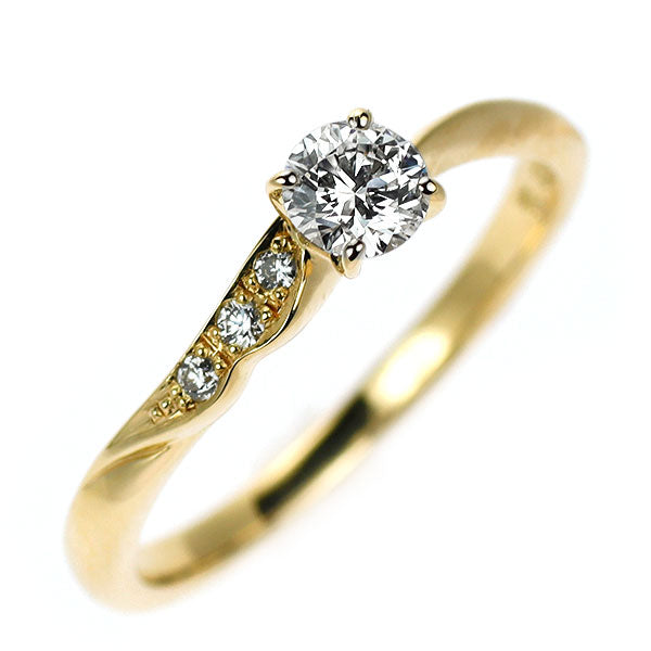 俄 K18YG ダイヤモンド リング 0.21ct E VS1 3EX 唐花