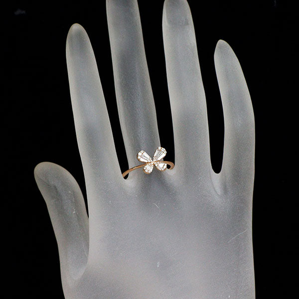 K18PG ダイヤモンド リング 0.30ct 蝶