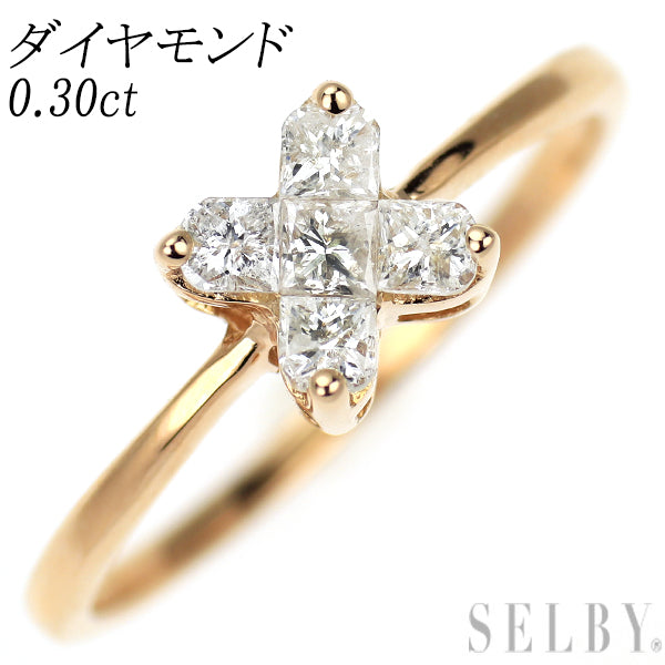 K18PG ダイヤモンド リング 0.30ct ミステリーセッティング