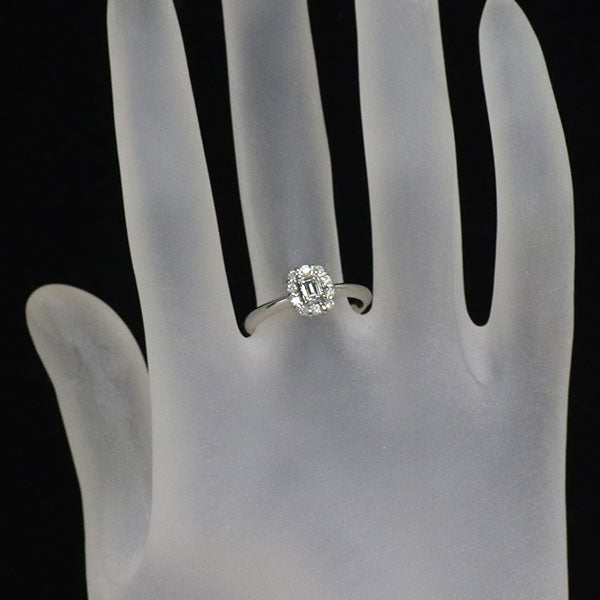 Pt900 エメラルドカット ダイヤモンド リング 0.16ct D0.16ct