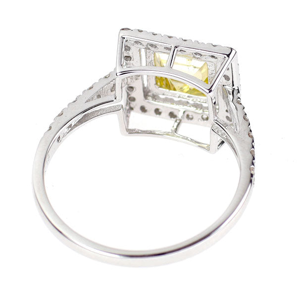K18WG トリートイエロー ダイヤモンド ダイヤモンド リング 1.122ct 0.48ct