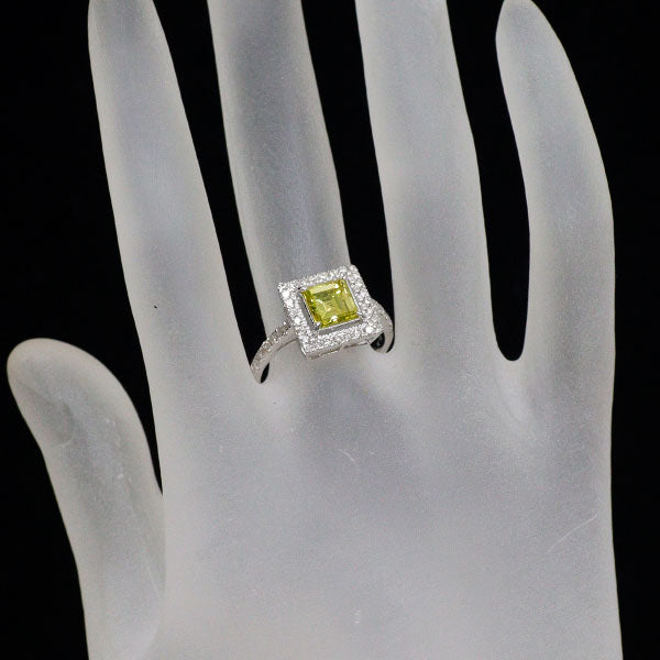 K18WG トリートイエロー ダイヤモンド ダイヤモンド リング 1.122ct 0.48ct