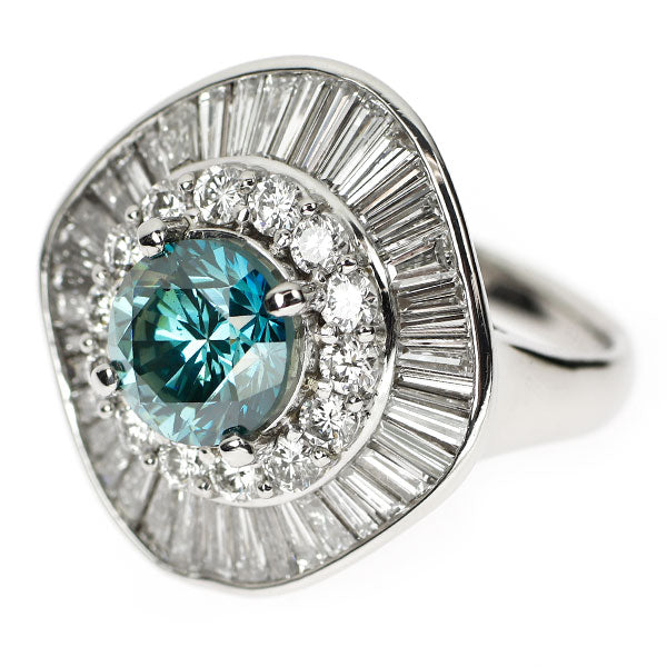 Pt900 トリートブルーダイヤモンド リング 2.769ct FIB I1 Fair D2.97ct