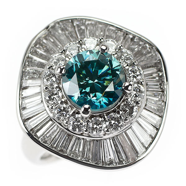 Pt900 トリートブルーダイヤモンド リング 2.769ct FIB I1 Fair D2.97ct