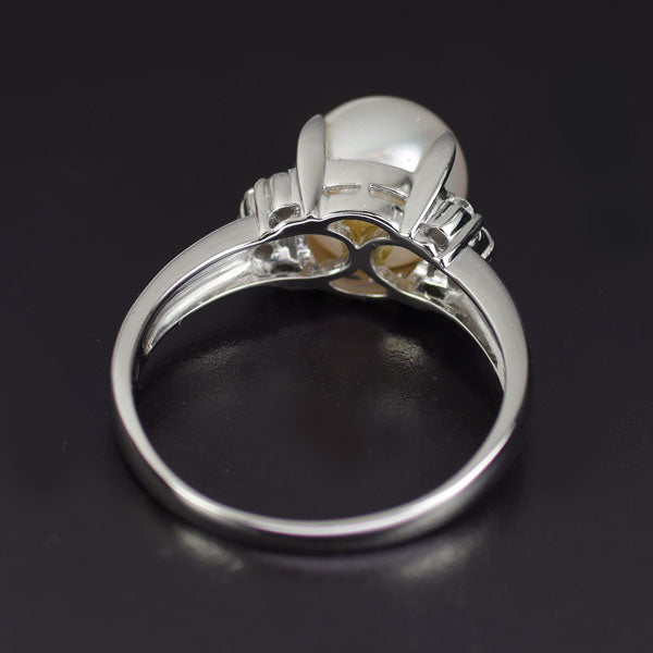 Pt900 アコヤ真珠 ダイヤモンド リング 径約8.5mm D0.14ct