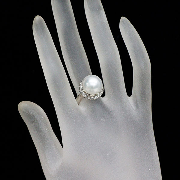 Pt900 白蝶真珠 ダイヤモンド リング 12.2mm D0.67ct