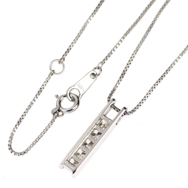 Pt900/ Pt850 プリンセスカット ダイヤモンド ペンダントネックレス 0.50ct