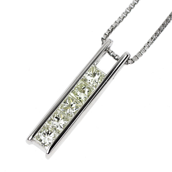 Pt900/ Pt850 プリンセスカット ダイヤモンド ペンダントネックレス 0.50ct