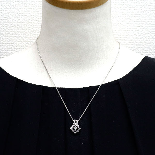 Pt900/ Pt850 プリンセスカット ダイヤモンド ペンダントネックレス 0.334ct D0.45ct
