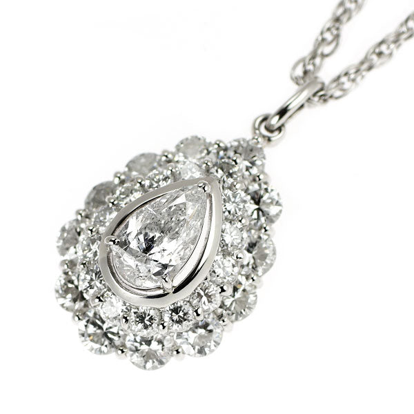 Pt900/ Pt850 ペアシェイプ ダイヤモンド ペンダントネックレス 0.89ct D2.21ct