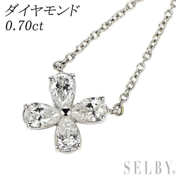 Pt900/ Pt850 ペアシェイプ ダイヤモンド ペンダントネックレス 1.61ct フラワー