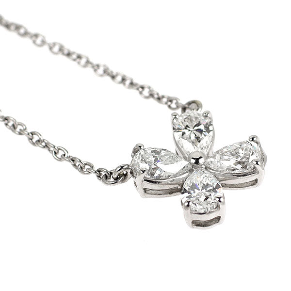 Pt900/ Pt850 ペアシェイプ ダイヤモンド ペンダントネックレス 1.61ct フラワー