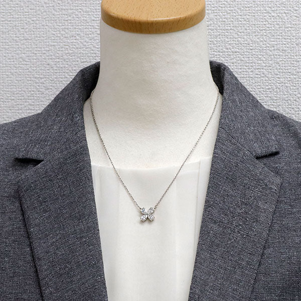Pt900/ Pt850 ペアシェイプ ダイヤモンド ペンダントネックレス 1.61ct フラワー
