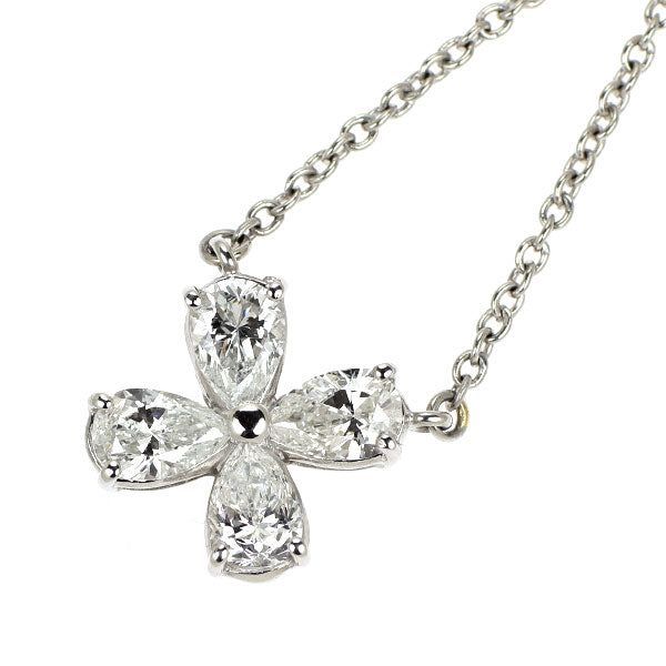 Pt900/ Pt850 ペアシェイプ ダイヤモンド ペンダントネックレス 1.61ct フラワー