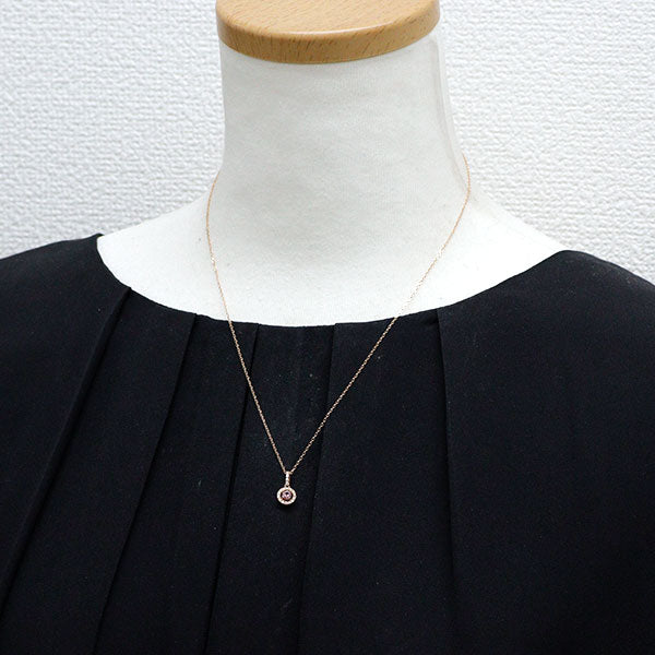 K18PG ピンクサファイア ダイヤモンド ペンダントネックレス 0.241ct D0.10ct