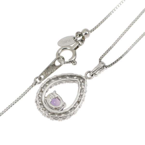 Pt900/ Pt850 パープルサファイア ダイヤモンド ペンダントネックレス 0.29ct D0.30ct