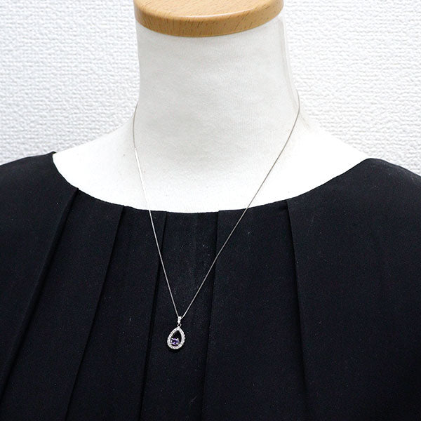 Pt900/ Pt850 パープルサファイア ダイヤモンド ペンダントネックレス 0.29ct D0.30ct
