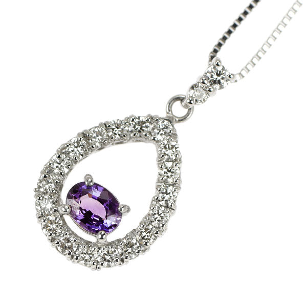 Pt900/ Pt850 パープルサファイア ダイヤモンド ペンダントネックレス 0.29ct D0.30ct