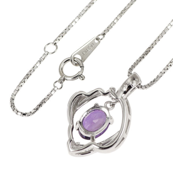 Pt900/ Pt850 パープル サファイア ダイヤモンド ペンダントネックレス 1.92ct D0.12ct