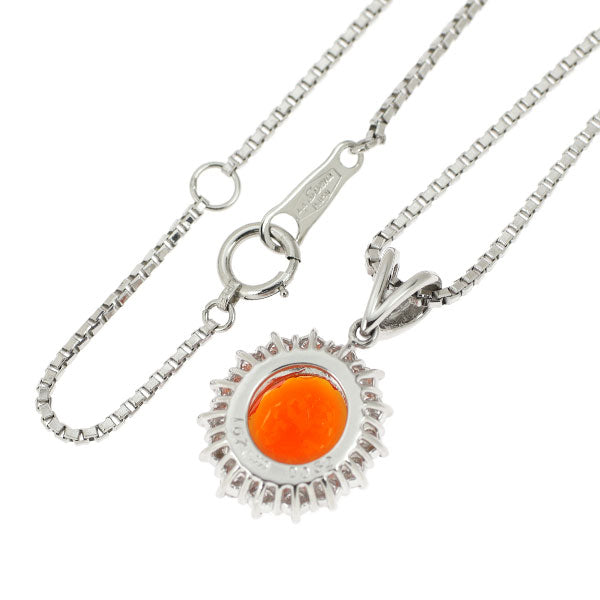 Pt900/ Pt850 ファイアオパール ダイヤモンド ペンダントネックレス 1.67ct 0.55ct