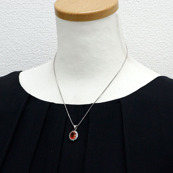 Pt900/ Pt850 ファイアオパール ダイヤモンド ペンダントネックレス 1.67ct 0.55ct