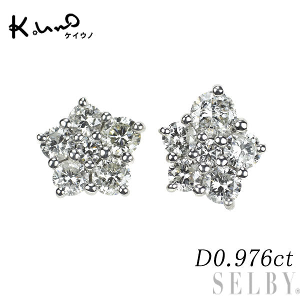 ケイウノ K18WG ダイヤモンド ピアス 0.976ct