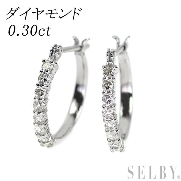 Pt900 ダイヤモンド フープ ピアス 0.30ct