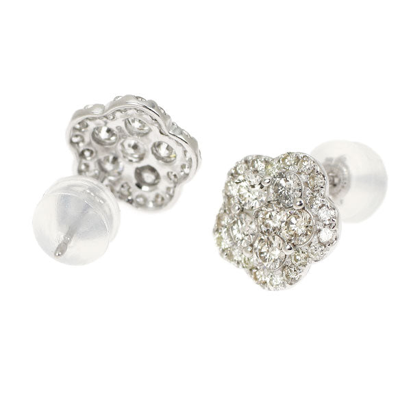 K18WG ダイヤモンド ピアス 1.00ct フラワー