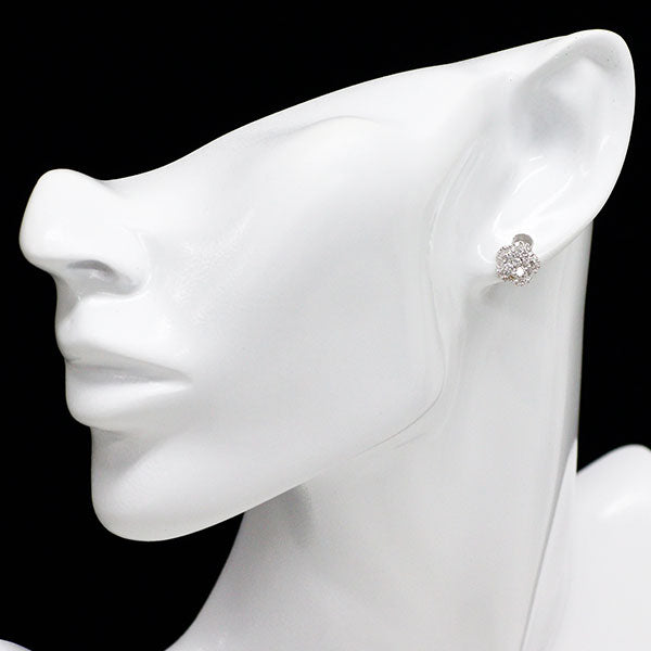 K18WG ダイヤモンド ピアス 1.00ct フラワー