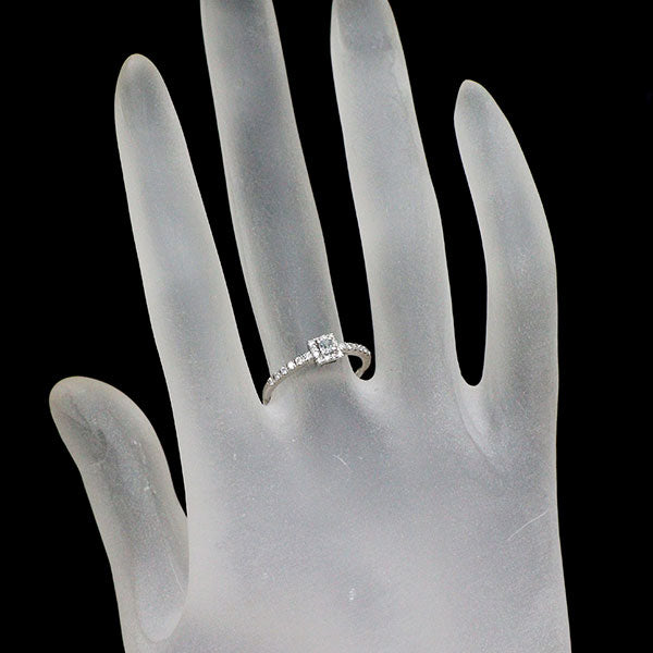 新品 希少 Pt950 天然グリーニッシュブルー ダイヤモンド リング 0.085ct FLGB SI2 D0.16ct 【エスコレ】