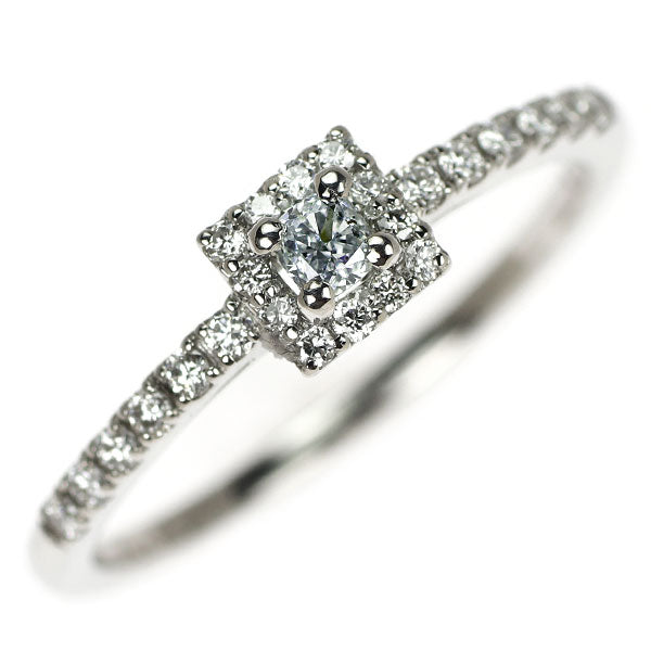 新品 希少 Pt950 天然グリーニッシュブルー ダイヤモンド リング 0.085ct FLGB SI2 D0.16ct 【エスコレ】