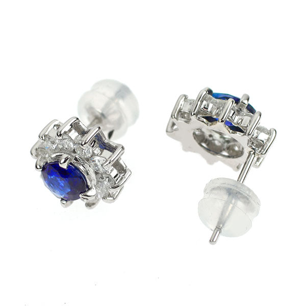 Pt900 サファイア ダイヤモンド ピアス 0.80ct D0.60ct