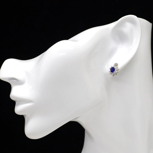 Pt900 サファイア ダイヤモンド ピアス 0.80ct D0.60ct