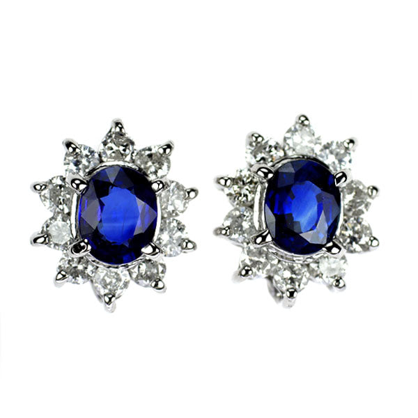 Pt900 サファイア ダイヤモンド ピアス 0.80ct D0.60ct