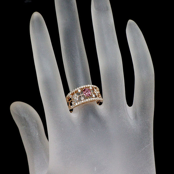 K18PG ピンクサファイア ダイヤモンド リング 0.609ct D0.50ct