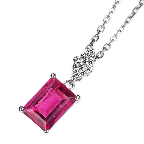 Pt900/Pt850 ルベライト ダイヤモンド ペンダントネックレス 1.307ct 0.09ct