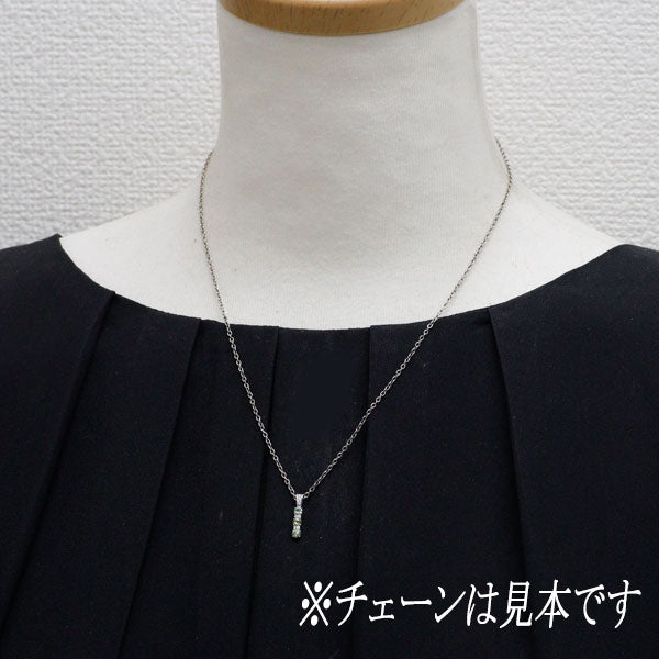 Pt900 グリーンサファイア ダイヤモンド ペンダントトップ
