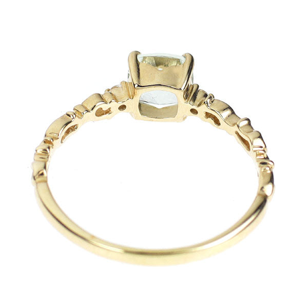 K10YG グリーンクオーツ ホワイトサファイア リング