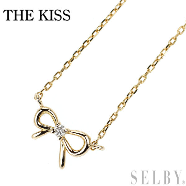 THE KISS K10YG ダイヤモンド ペンダントネックレス リボン