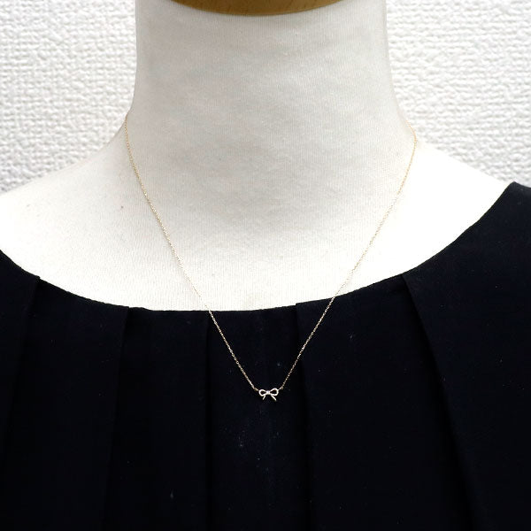 THE KISS K10YG ダイヤモンド ペンダントネックレス リボン