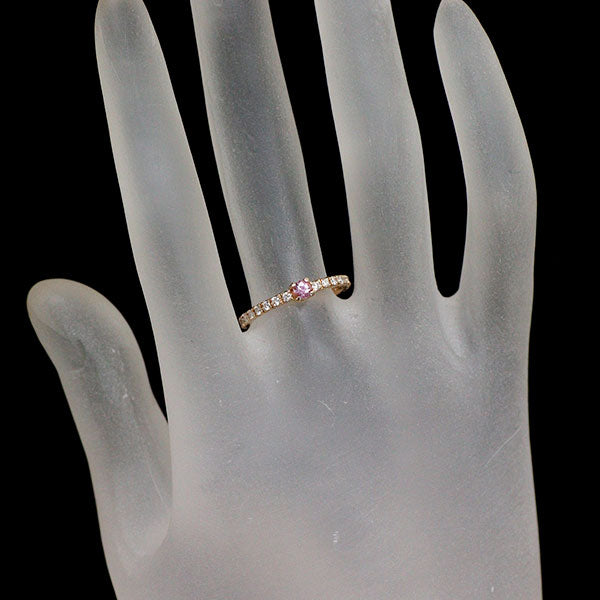K18PG ピンクサファイア ダイヤモンド リング D0.23ct