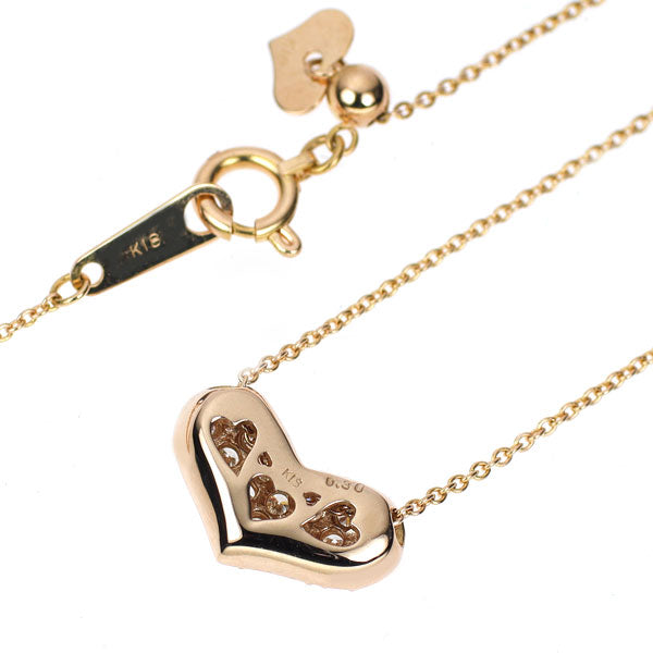 K18PG ダイヤモンド ペンダントネックレス 0.30ct ハート パヴェ
