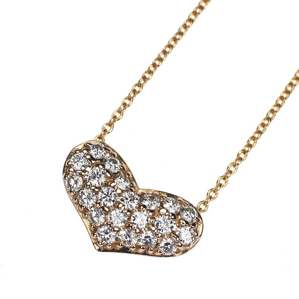 K18PG ダイヤモンド ペンダントネックレス 0.30ct ハート パヴェ