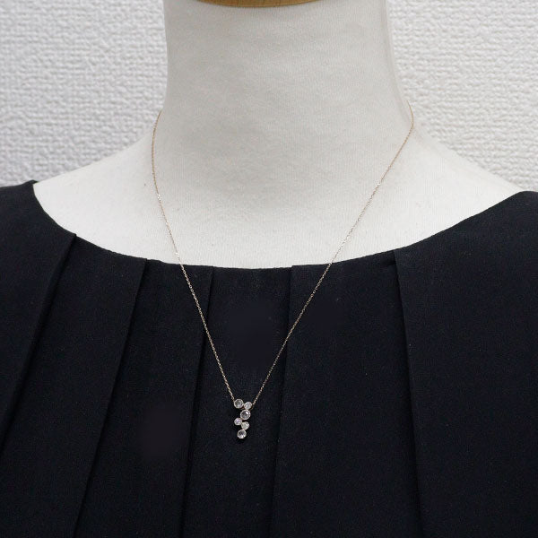 K18CG ローズカット ダイヤモンド ペンダントネックレス 0.18ct 0.13ct