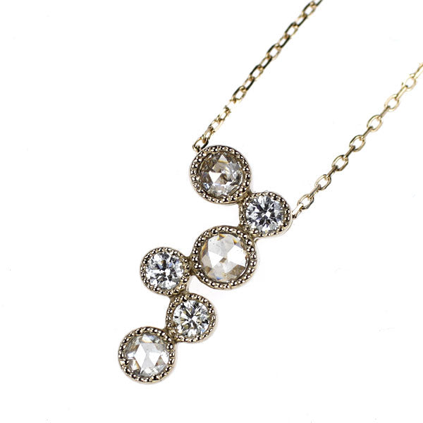 K18CG ローズカット ダイヤモンド ペンダントネックレス 0.18ct 0.13ct