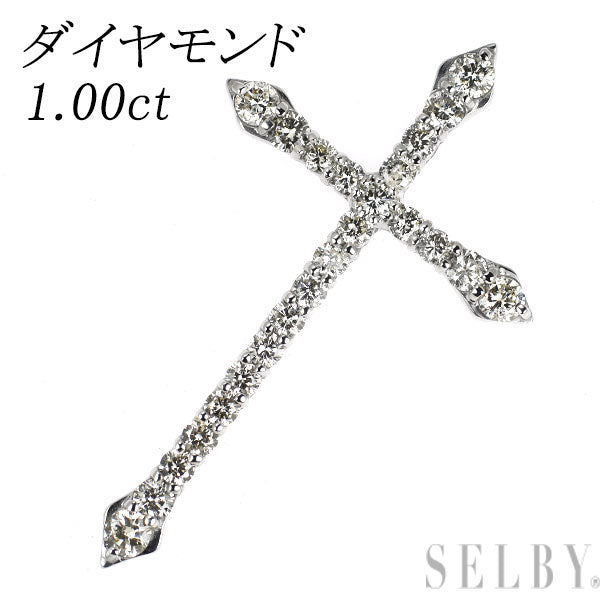 K18WG ダイヤモンド ペンダントトップ 1.00ct クロス