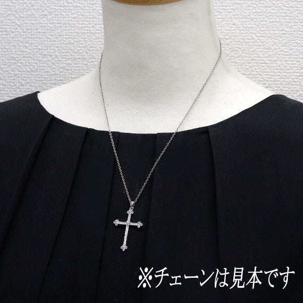 K18WG アイスブルー/カラーレス ダイヤモンド ペンダントトップ 0.60ct クロス
