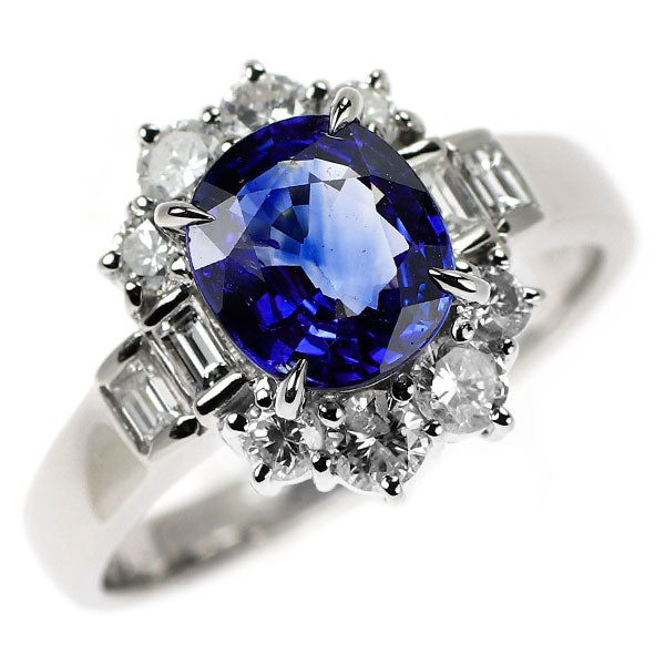 Pt900 サファイア ダイヤモンド リング 2.03ct D0.90ct