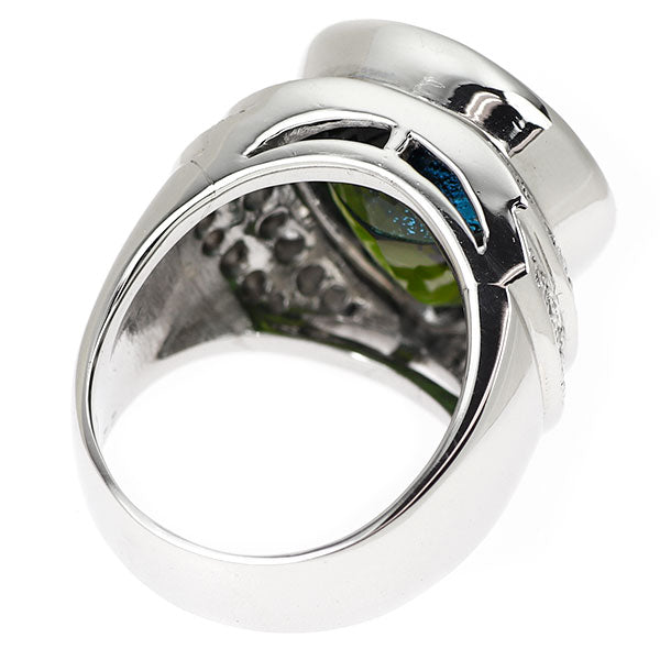 Pt900 グリーントルマリン/ブルートパーズ ダイヤモンド リング 22.7ct D0.79ct