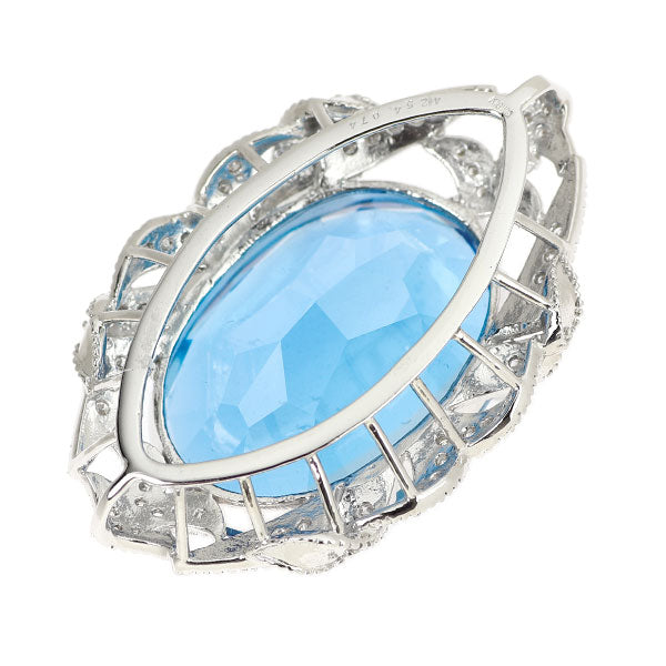 K18WG ブルートパーズ ダイヤモンド ペンダントトップ 42.54ct D0.74ct